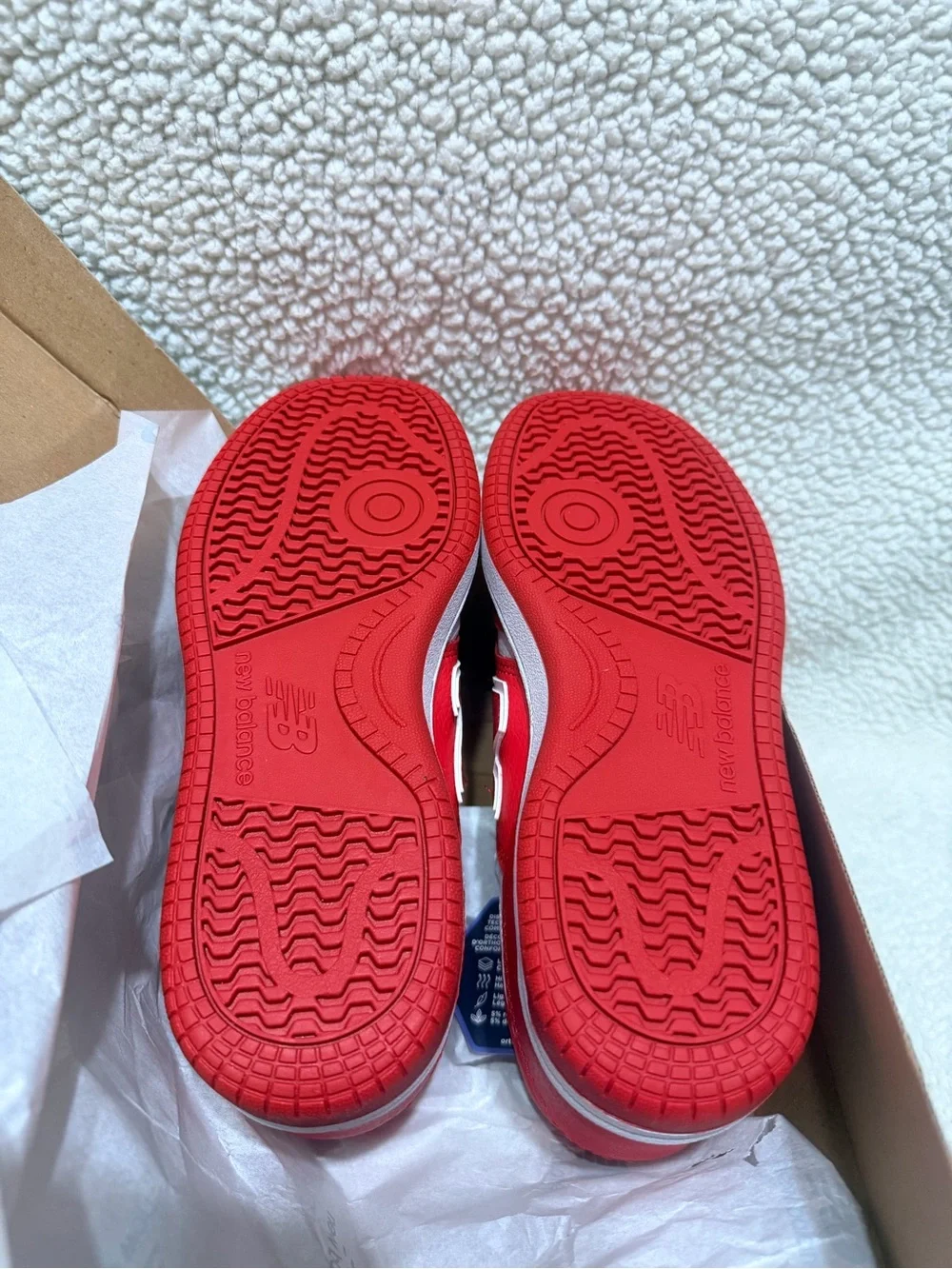 New Balance Kids Red and White Low-Top Sneakers